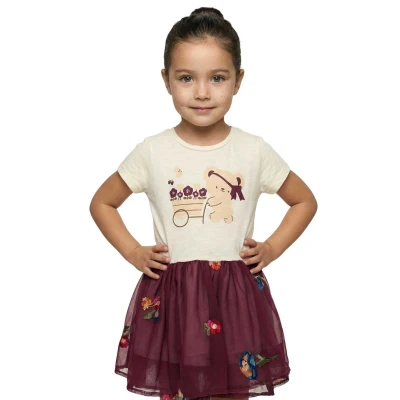 KIZ 2/5 YAŞ GÜLLÜ BADİLİ ELBİSE