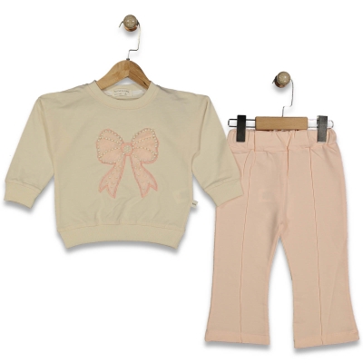 KIZ 2/5 YAŞ  İNCİ PELUŞ DETAYLI FİYONKLU TAKIM