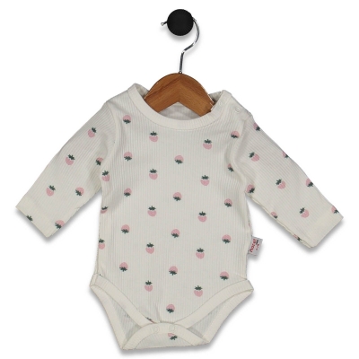 KIZ 3/12 AY ÇİÇEK BASKILI ASKILI ŞAPKALI BADİ