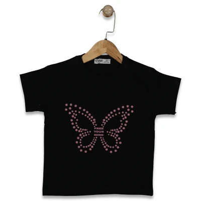 KIZ 3/12 YAŞ NOKTALI KELEBEK BASKILI TŞÖRT