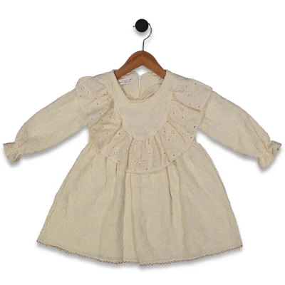 KIZ 3/6 YAŞ ETEĞİ DANTELLİ MÜSLİN YILDIZ NAKIŞLI E