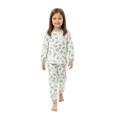 KIZ 3/6 YAŞ KALPLİ ÇİÇEKLİ PİJAMA TAKIM