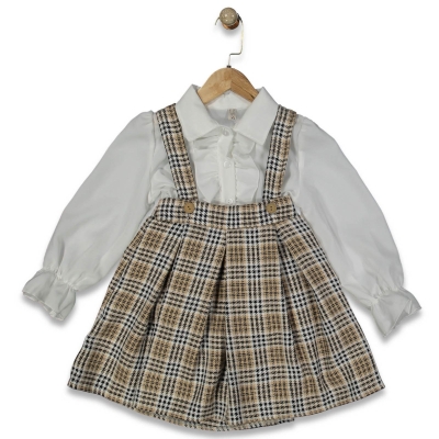 KIZ 5/8 YAŞ SLOPETLİ EKOSE GÖMLEKLİ TAKIM 