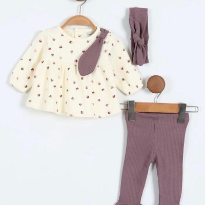 KIZ 6/18 AY OMUZU FİYONKLU BASKILI SAÇ BANTLI AYLI