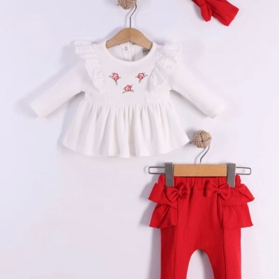 KIZ 6/18 AY RAPORLU ÇİÇEK NAKIŞLI SAÇ BANTLI AYLIK