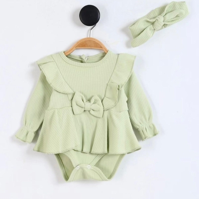 KIZ 6/18 AY RAPORLU FİYONKLU SAÇ BANTLI AYLIK ELBİ