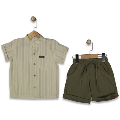 KIZ 7/10 YAŞ ÇİZGİLİ GÖMLEKLİ CEP ARMALI KAPRİLİ T