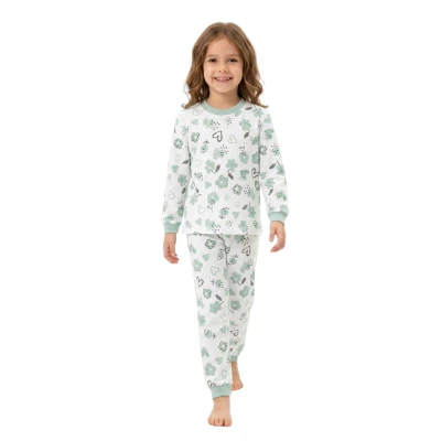 KIZ 7/9 YAŞ ÇİÇEKLİ KALPLİ PJAMA TAKIM