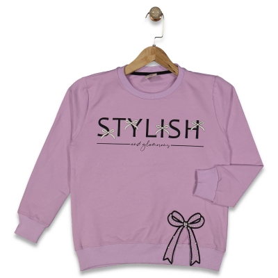 KIZ 8/14 YAŞ STYLISH BASKILI KRDELELİ UZUN  KOL  T