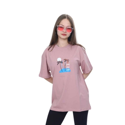 KIZ 8/16 YAŞ PALMİYE BASKILI TSHIRT