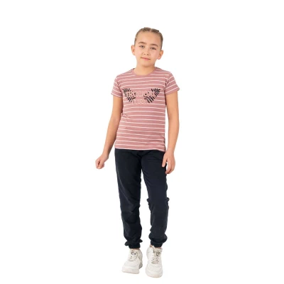 KIZ 9/12 YAŞ TRGOPİCAL BASKILI BONCUKLU TİŞÖRT 