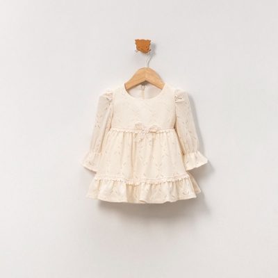 KIZ 9/18 AY KURDELE DETAYLI KIZ ELBİSE 