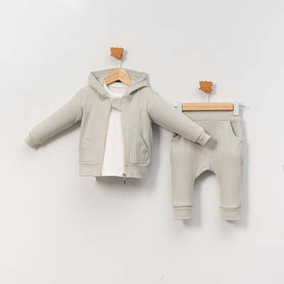 KIZ 9/24 AY GENİŞ RAPORLU KAPÜŞONLU FERMUARLI 3’LÜ