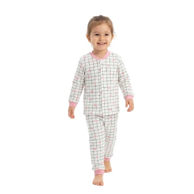 KIZ 9/24 AY KARELİ KALP BASKILI PJAMA TAKIM