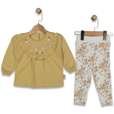 KIZ 9/24 ÖNLÜK YAKA ÇİÇEK İŞLEMELİ TAKIM