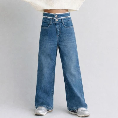 KIZ ÇOCUK 5-8 YAŞ BELİ GÜPÜRLÜ PANTOLON