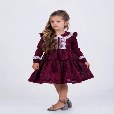 KIZ ÇOCUK SİMLİ DANTELLİ ELBİSE