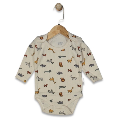 UNISEX 1/9 AY HAYVANLAR ALEMİ KOLLU KÜÇÜK BADY