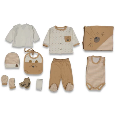 UNISEX 0/3 AY 10 LU KULAKLI ORGANİK LÜX ZIBIN  SET