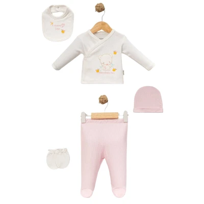 UNISEX 1/3 AY ÇİÇEKLİ AYICIK 5 PARÇA ZIBIN TAKIMI