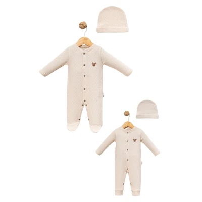 UNISEX 1/9 AY ÇİÇEK JAKARLI ŞAPKALI TULUM