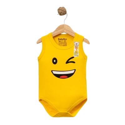 UNISEX 3/18 AY MİMİKLİ EMOJİ BASKILI ASKILI BADİ