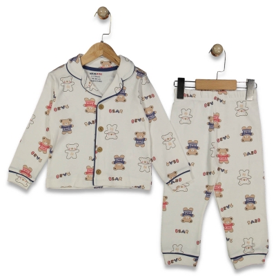 UNISEX 3/6 YAŞ BEAR AYCIK BASKILI 3-6 YAŞ PİJAMA T