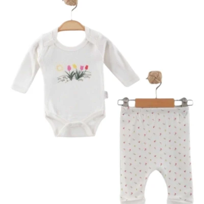 UNISEX 3/9 AY MİNİK LALE KOLLU İKİLİ BADY TAKIM