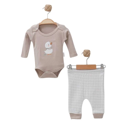 UNISEX 3/9 AY ÖRDEK NAKIŞLI İKİLİ BADY TAKIM 