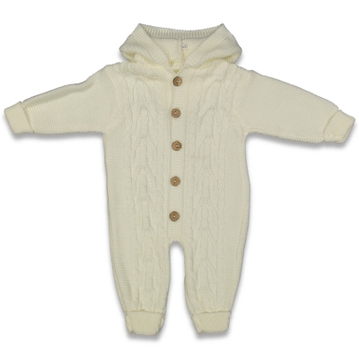 UNISEX 6/12 AY YAPRAK SAÇ ÖRGÜ KAPŞONLU TRİKO BEBE