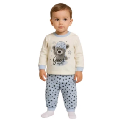 UNISEX 6/12 AY YILDIZLI AYI BASKILI PİJAMA TAKIM