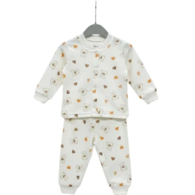 UNISEX 6/24 AY ÇITÇITLI KAPLI AYICIK PİJAMA TAKIM