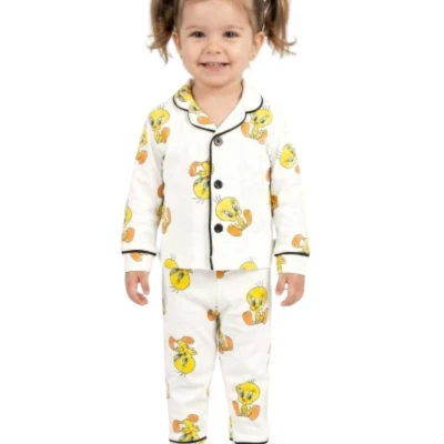 UNISEX 9/24 AY TWEETY BASKILI AYLIK PİJAMA TAKIM