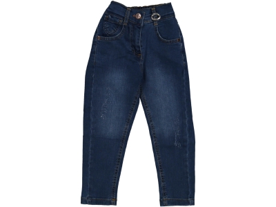 KIZ 4/9 YAŞ FULARLI KOT PANTOLON 