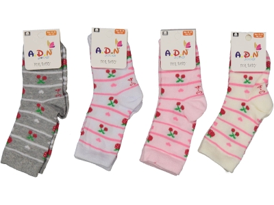 KIZ 3/4 YAŞ DESENLİ SOKET ÇORAP 